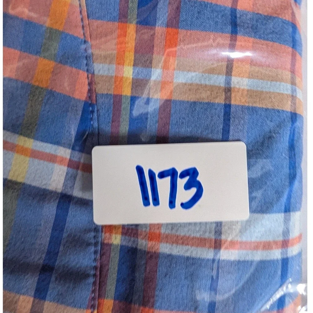 Tommy‎ Bahama Cargo Shorts Mens 38 Blue Orange Plaid Stretch Hybrid Performance